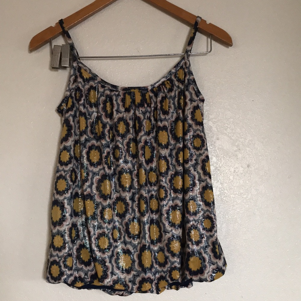 INC International Concepts Spaghetti Strap Sparkly Floral Print Bubble Top